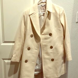 Cream colored peacoat, size medium petite